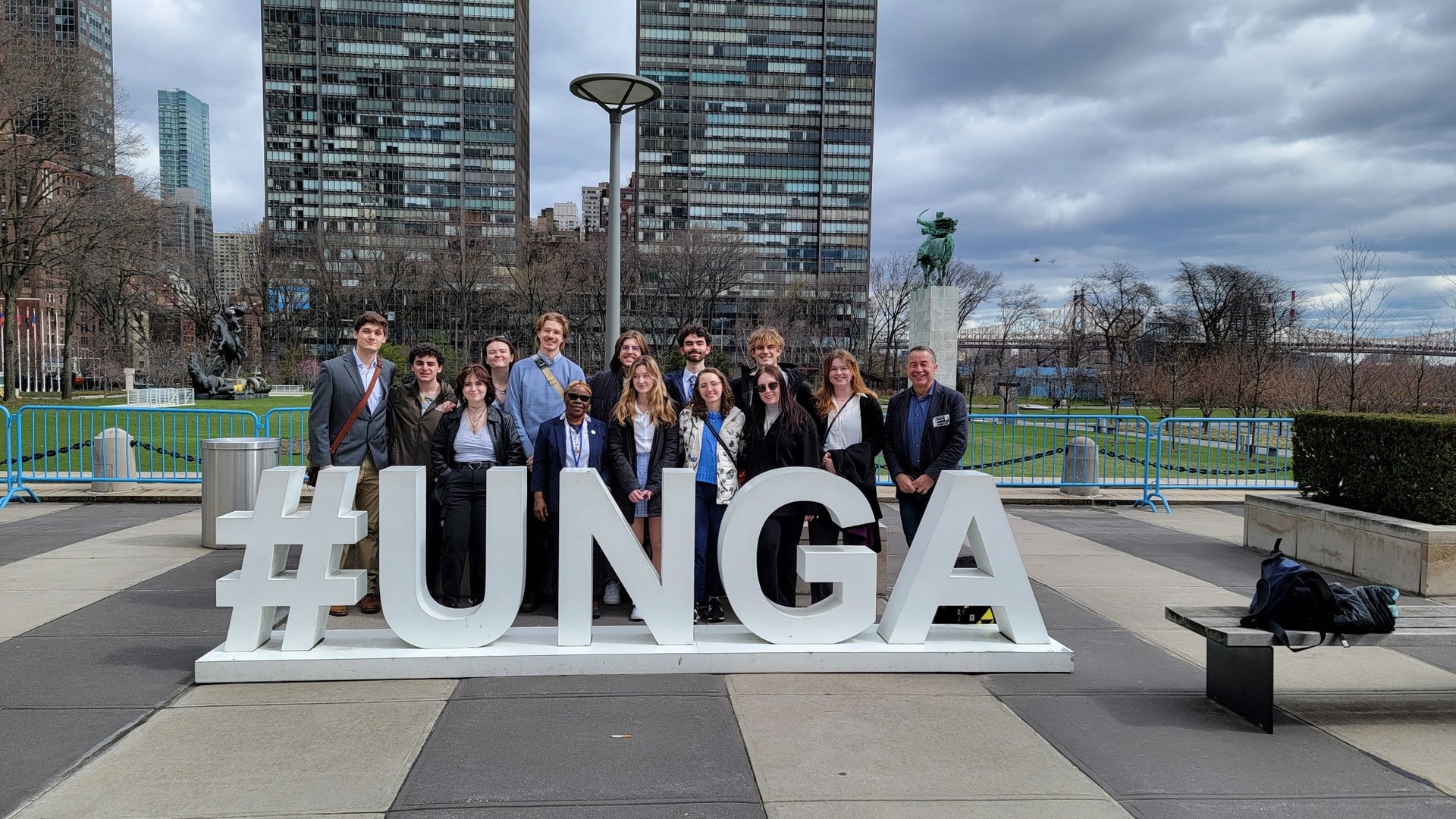 A group of Emmanuel students at the U.N. 