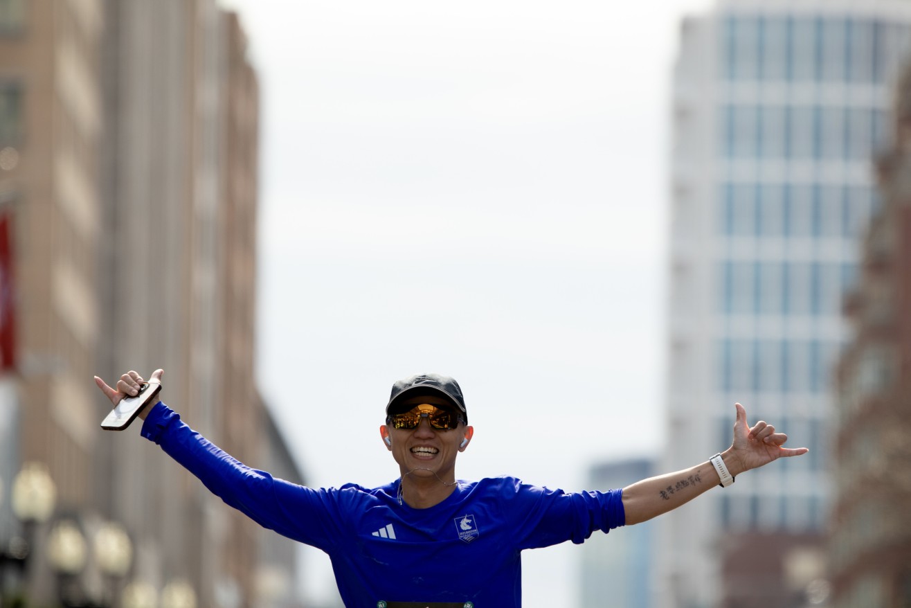 A man wearing a blue shirt